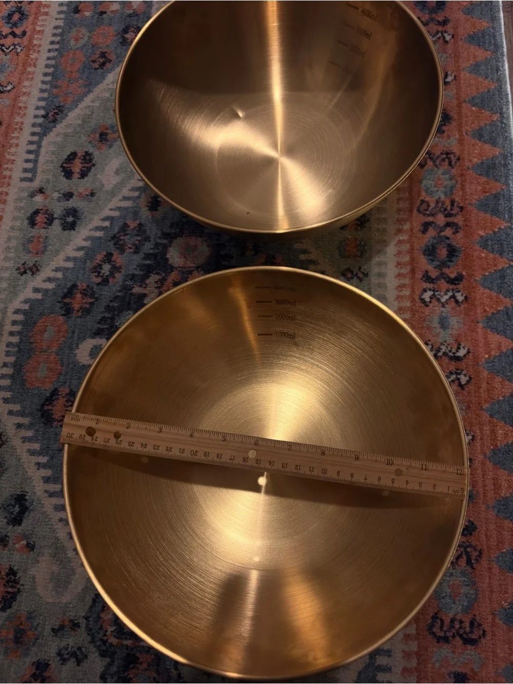 Set of Two Gold-Tone Mixing Bowls